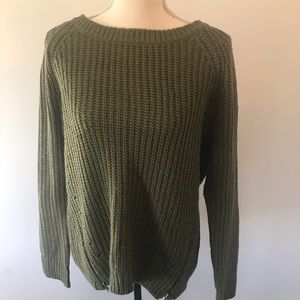 *SOLD* Green Comfy Sweater with Zipper Detail
